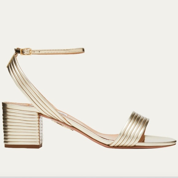 Aquazzura Sundance Leather Sandal, Gold, Size 36.5 - Picture 9 of 9